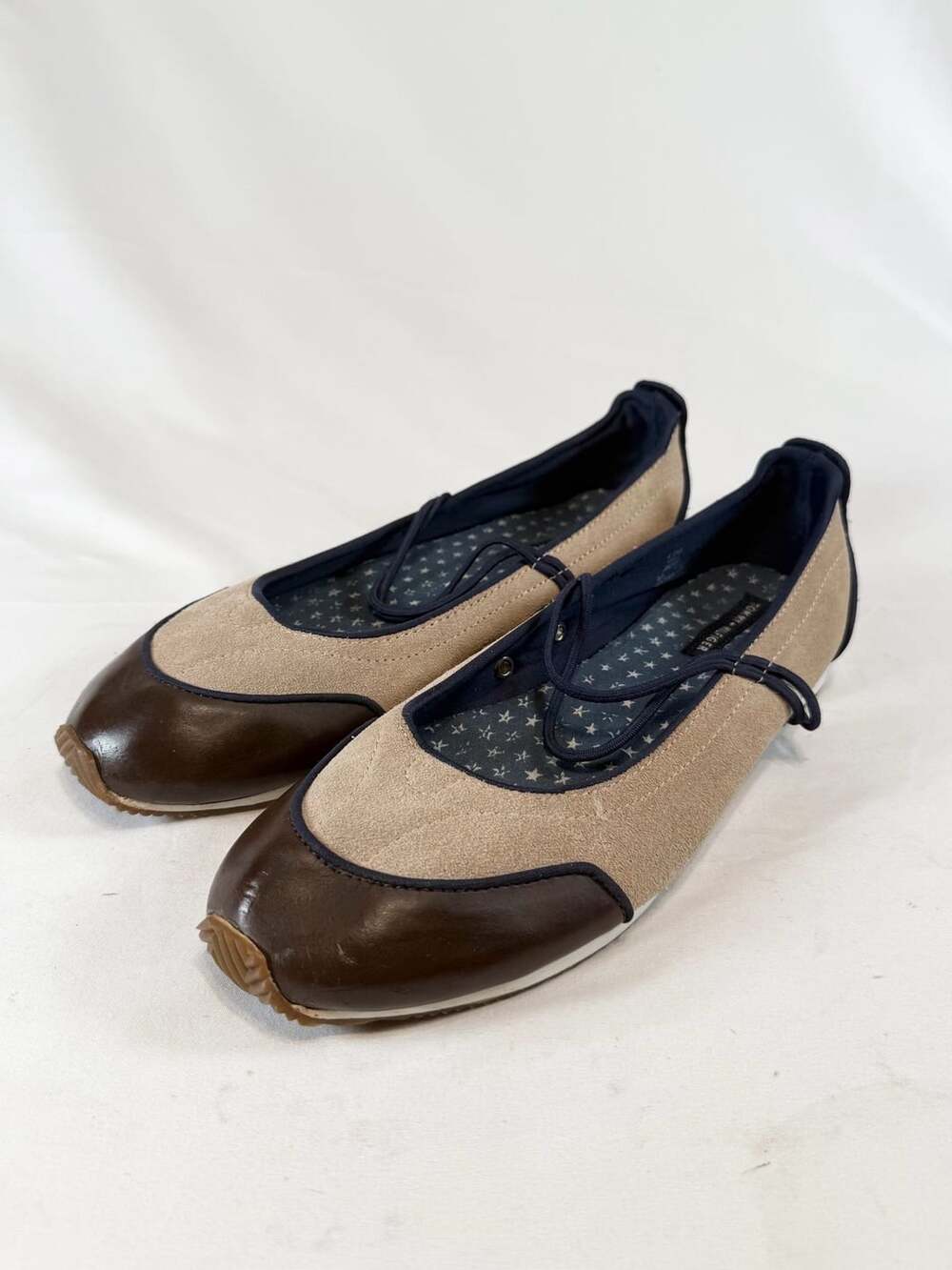 Tommy Hilfiger Nikki Beige Leather Flats Marked Size 4.5M Measures 6.5-7 Old Mon